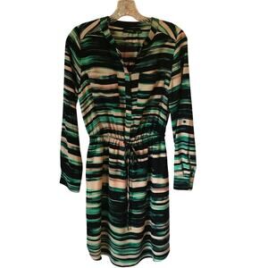 Apartment 9 Dress Womens Professional Stripe Abstract Green Black Cream Size 2